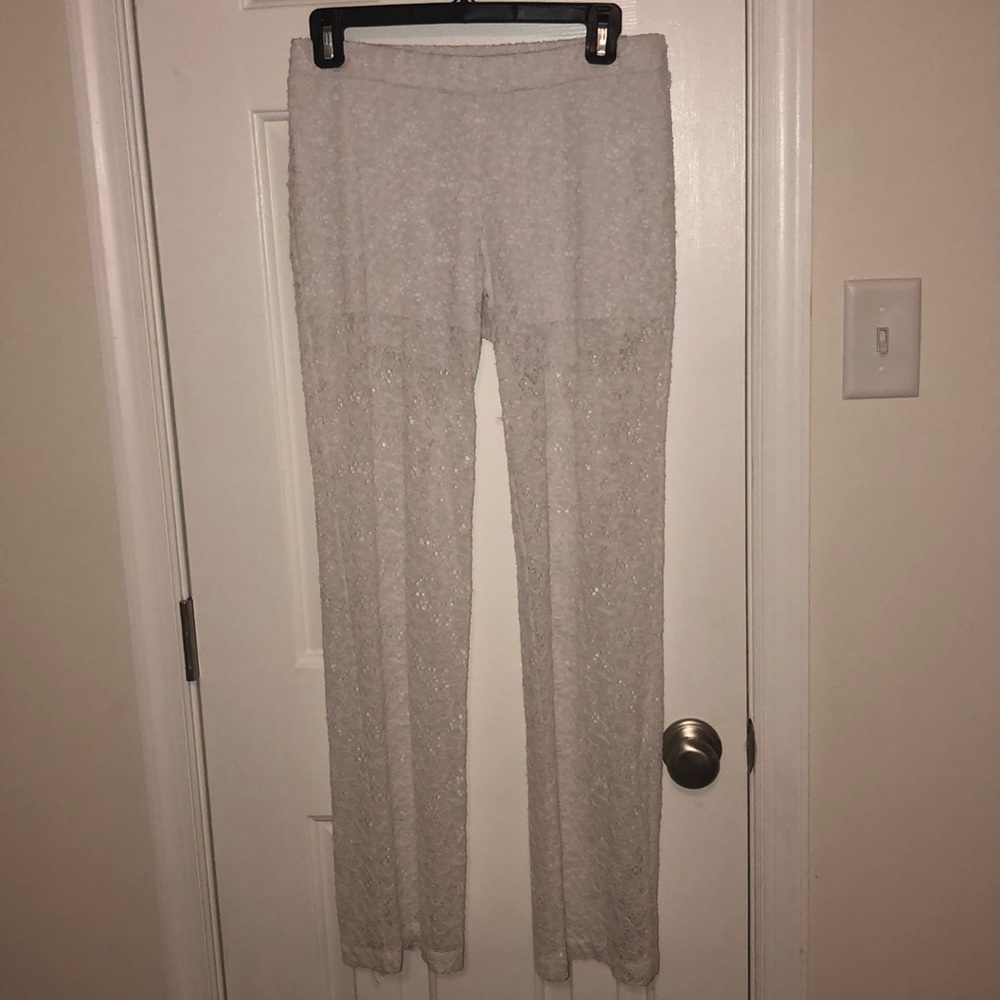 White lace beach pants
